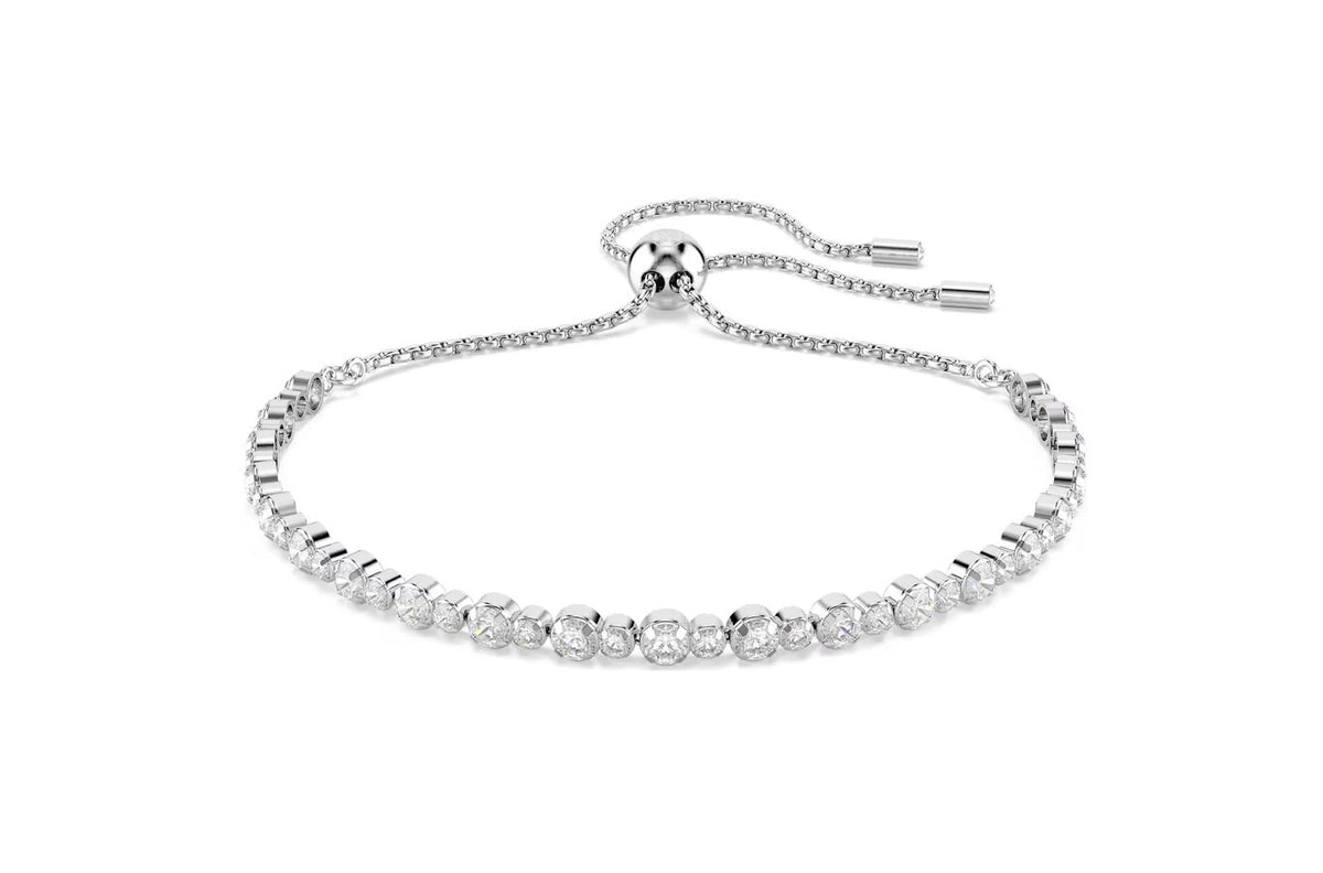 Matrix Tennis bracelet Mixed round cuts, White, Rhodium plated
