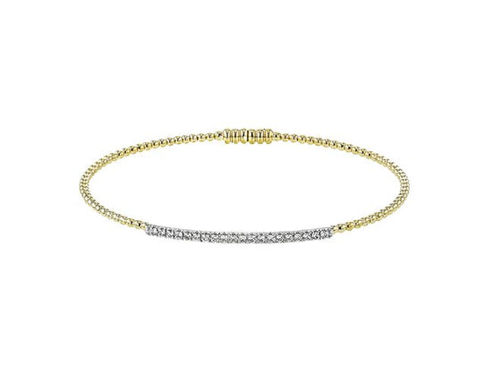 Lady's Two-Tone 18 Karat Bangle Bracelet With 20 = 0.28Tw Round G Vs1 Diamonds