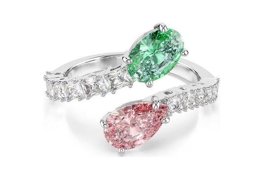 Ariana Grande x Swarovski open ring Mixed cuts, Multicolored, Rhodium plated
