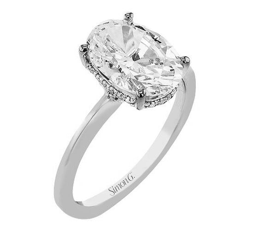 White 18 Karat Hidden Halo Ring Size 6.5