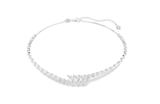 Mesmera necklace Marquise cut, White, Rhodium plated