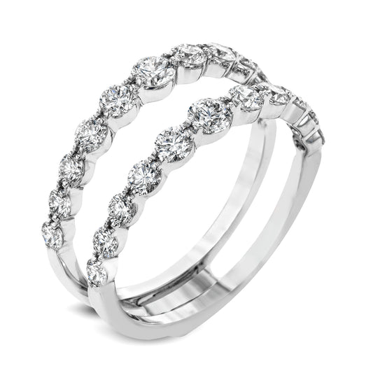 Lady's White 18 Karat Insert/Guard Wedding Band Size 6.5 With 22=1.20Tw Round G Vs1 Diamonds