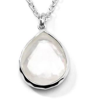 925 Rock Candy® Mini Teardrop Pendant Necklace in Black Shell Doublet