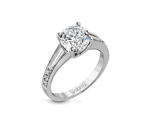 White 18 Karat Channel Ring Size 6.5 With = 0.55Tw Baguette G Vs1 Diamonds And = 0.16Tw Round G Vs1 Diamonds