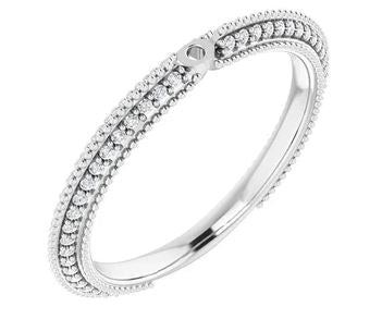 14K White 1/4 CTW Natural Diamond Knife-Edge Milgrain Peg Shank