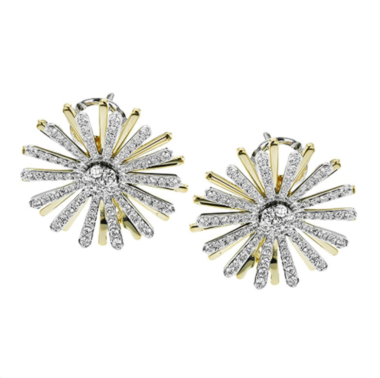 Lady's Two-Tone 18 Karat Flora Earrings With = 0.94Twt Round G Vs1 Diamonds