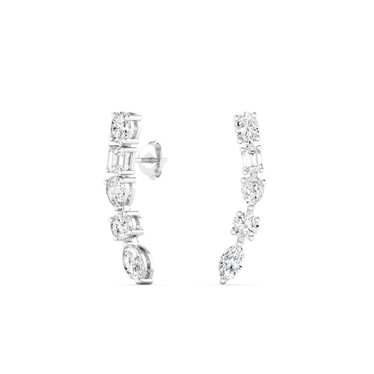 14K White Gold Multi Shape Ear Climbers