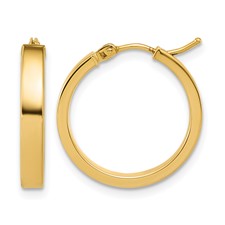 Leslie's 14K Polished 3mm Square Tube Round Hoop Earrings 20mm