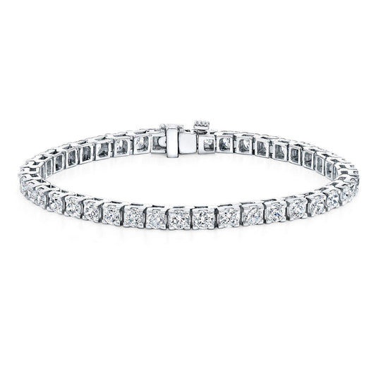 Lady's White 14 Karat Tennis Bracelet With 51 = 7.17Twt Round H Si1 Diamonds