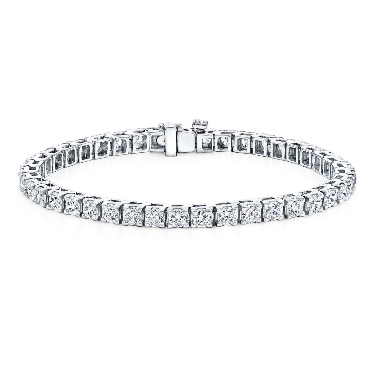 Lady's White 14 Karat Tennis Bracelet With 60 = 5.03Twt Round H Si1 Diamonds