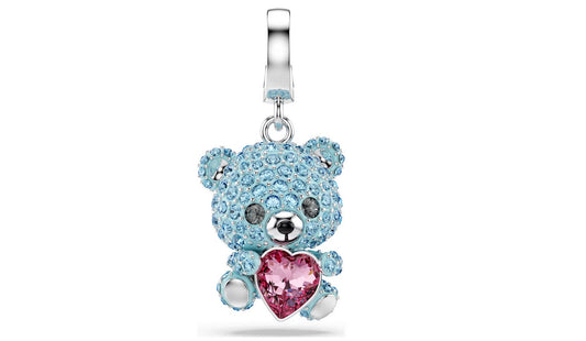 Idyllia charm Mixed cuts, Teddy, Blue, Rhodium plated