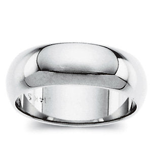 14K White 10mm Half Round Band