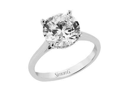 White 18 Karat Hidden Halo Ring Size 6.5 With 20 = 0.07Tw Round G Vs1 Diamonds