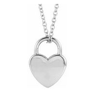 Sterling Silver Engravable Heart Lock 16-18" Necklace