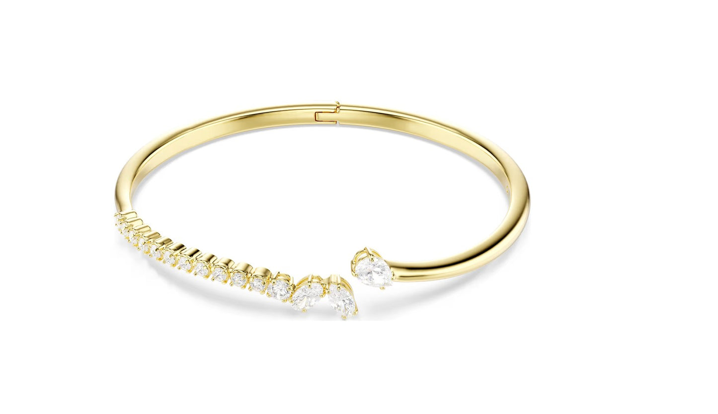 Mesmera bangle Mixed cuts, White, 18K gold finish