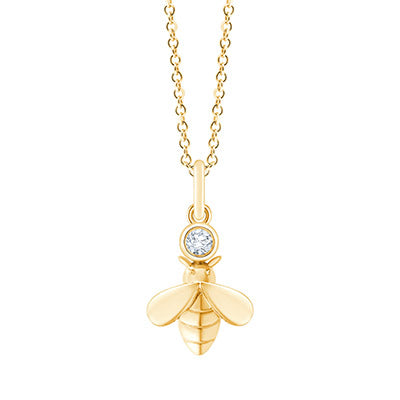 14K Yellow 0.06ct Honeycomb Bee Pendant
