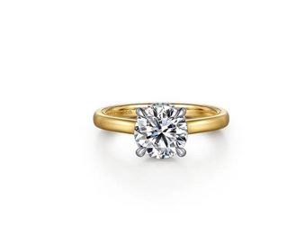 14K White-Yellow Gold Round Diamond Engagement Ring