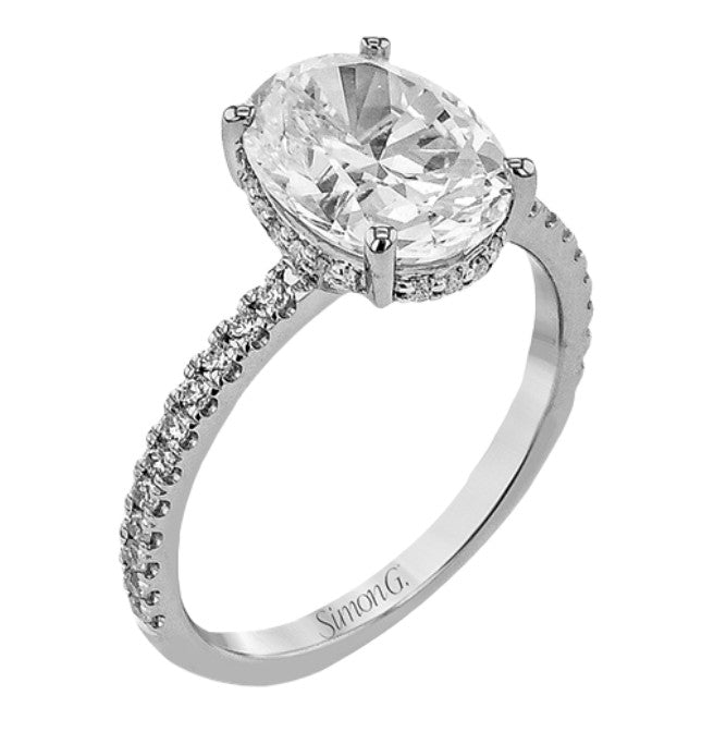 White 18 Karat Hidden Halo Ring Size 6.5