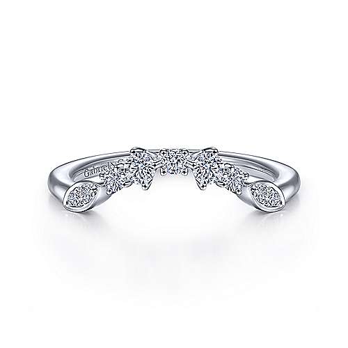 14K White Gold Curved Floral Diamond Anniversary Band - 0.24 ct