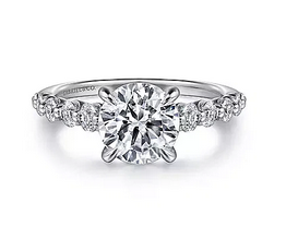 14K White Gold Round Diamond Engagement Ring