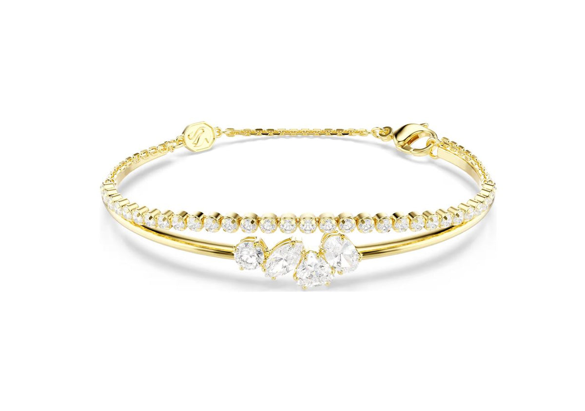 Mesmera bracelet Mixed cuts, White, 18K gold finish