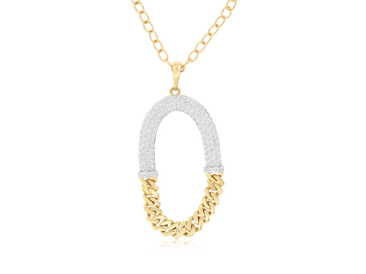 Lady's Yellow 14 Karat Free Form Pendant Length 18 With = 0.87Tw Round I I1 Diamonds