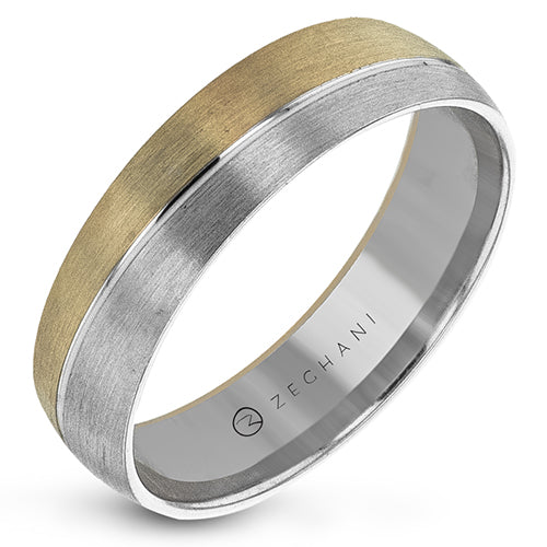 Two-Tone Zirconium/14K Classic Wedding Band Size 10