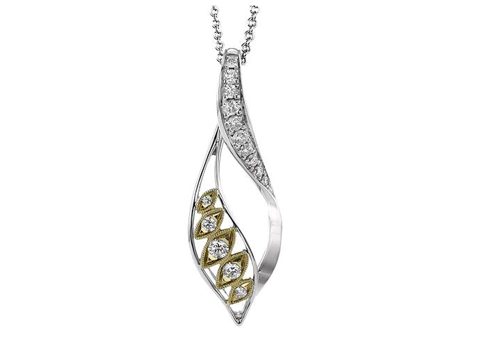 Lady's White 18 Karat Drop Pendant Length 18 With 15=0.24Tw Round G Vs1 Diamonds