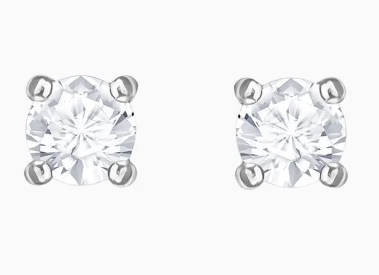 Stilla Attract stud earrings Round cut, White, Rhodium plated