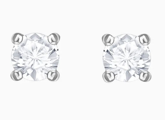 Stilla Attract stud earrings Round cut, White, Rhodium plated