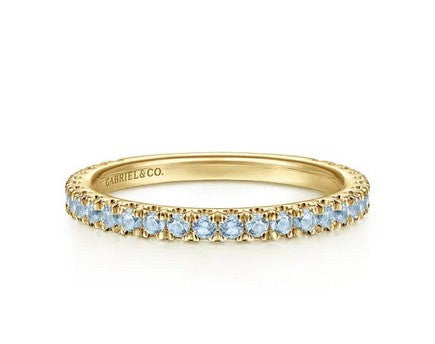 14k Yellow Gold Aquamarine Stackable Ring