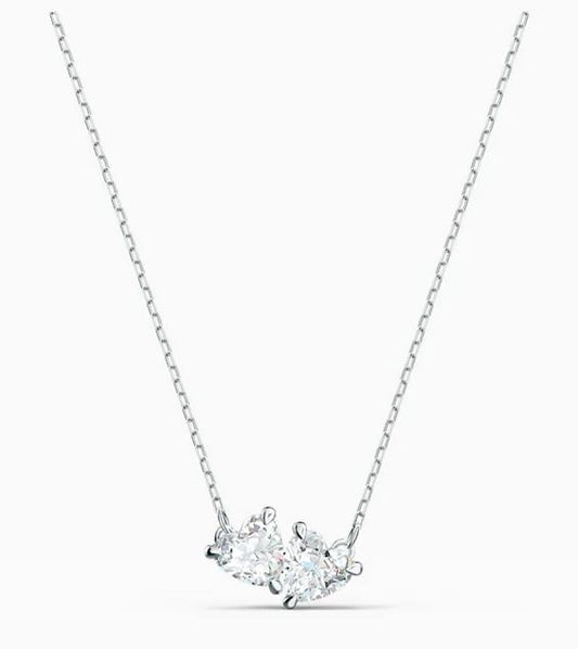 Mesmera Attract necklace Heart, White, Rhodium plated