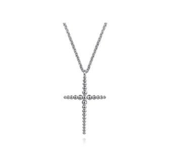 925 Sterling Silver Bujukan Beads Cross Pendant Necklace