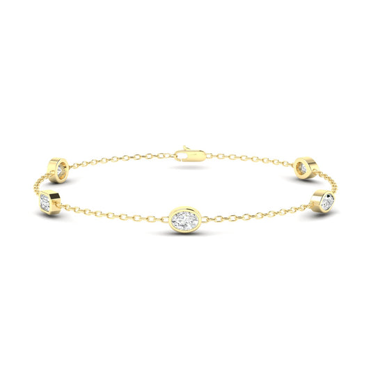 14K Yellow Multi Shape Bezel Station Bracelet