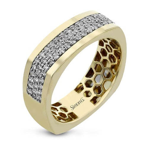 Gent's Two-Tone 14 Karat Gentleman Wedding Band Size 10 With 0.71Tw Round G Vs1 Diamonds