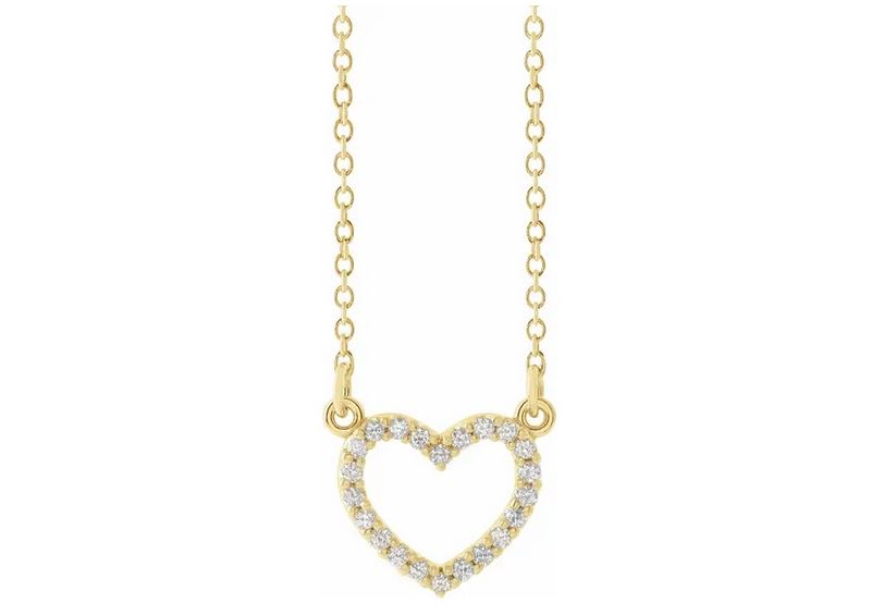 14K Yellow .08 CTW Natural Diamond Petite Heart 16" Necklace
