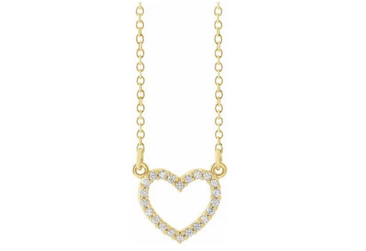 14K Yellow .08 CTW Natural Diamond Petite Heart 16" Necklace