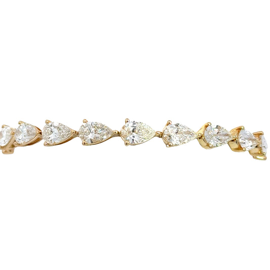 Lady's Yellow 14 Karat Tennis Bracelet With 19 = 14.25Tw Pear G/H Si2 Diamonds