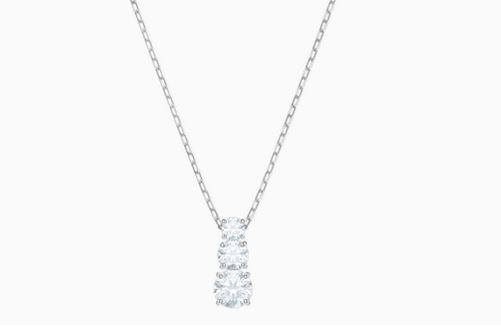 Stilla Attract pendant Round cut, White, Rhodium plated
