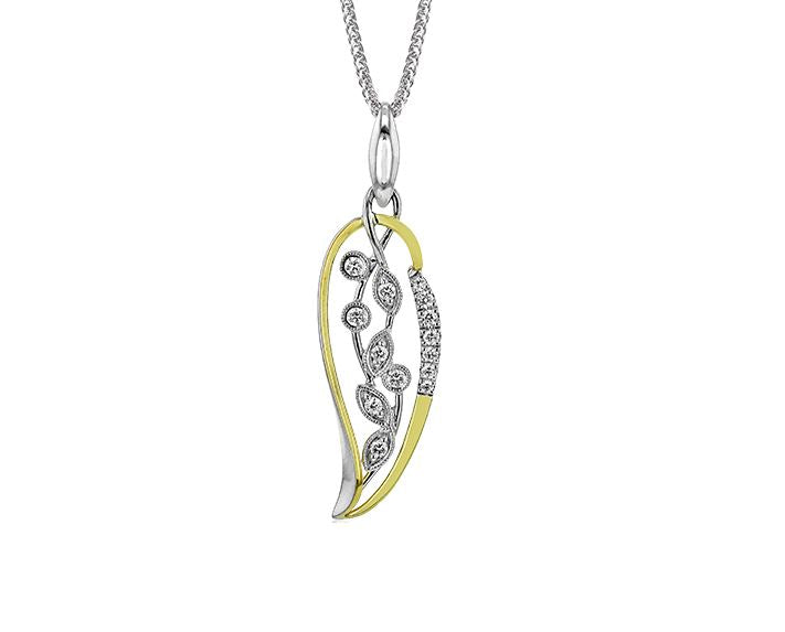 Lady's Two-Tone 18 Karat Drop Pendant Length 18