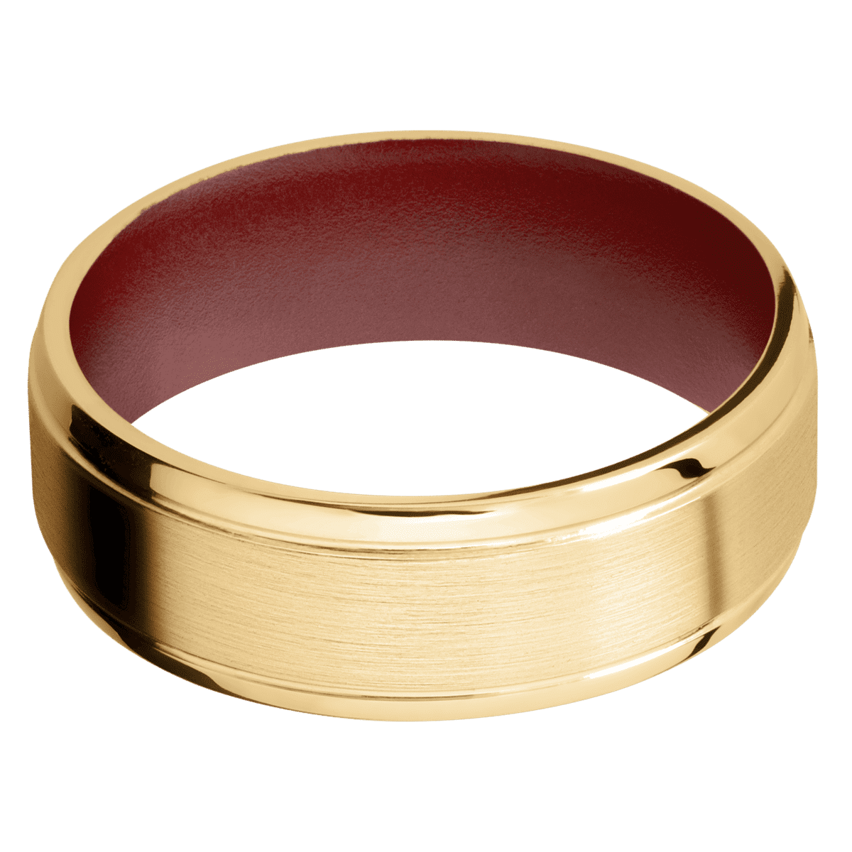 10K Yellow Gold + Satin , Polish Finish + Crimson