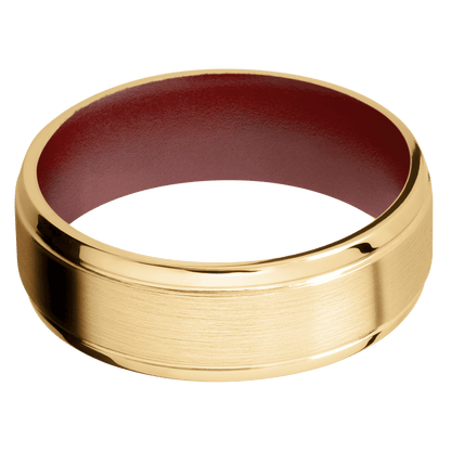 10K Yellow Gold + Satin , Polish Finish + Crimson