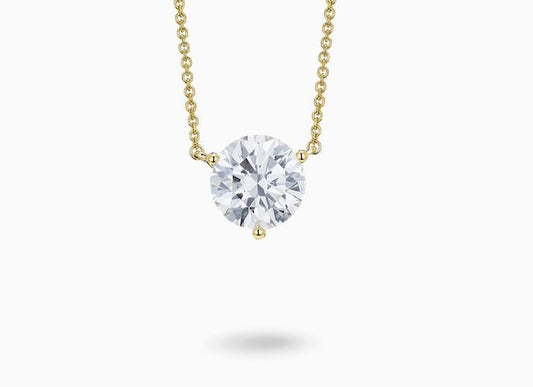 14K Yellow 1/2ct Lab Grown Diamond Pendant with Chain