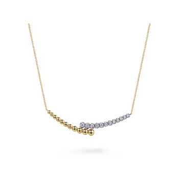 14K White & Yellow Gold Bujukan Diamond Bar Necklace