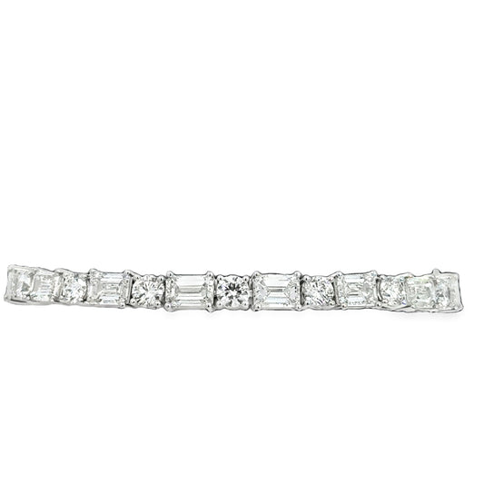 Lady's White 14 Karat Tennis Bracelet With 32 = 16.25Tw Various Shapes G/H Si2 Diamonds