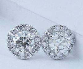 14K White Lab Grown Diamond Earring Jackets 1/4tw with CZ Studs .60tw Studs