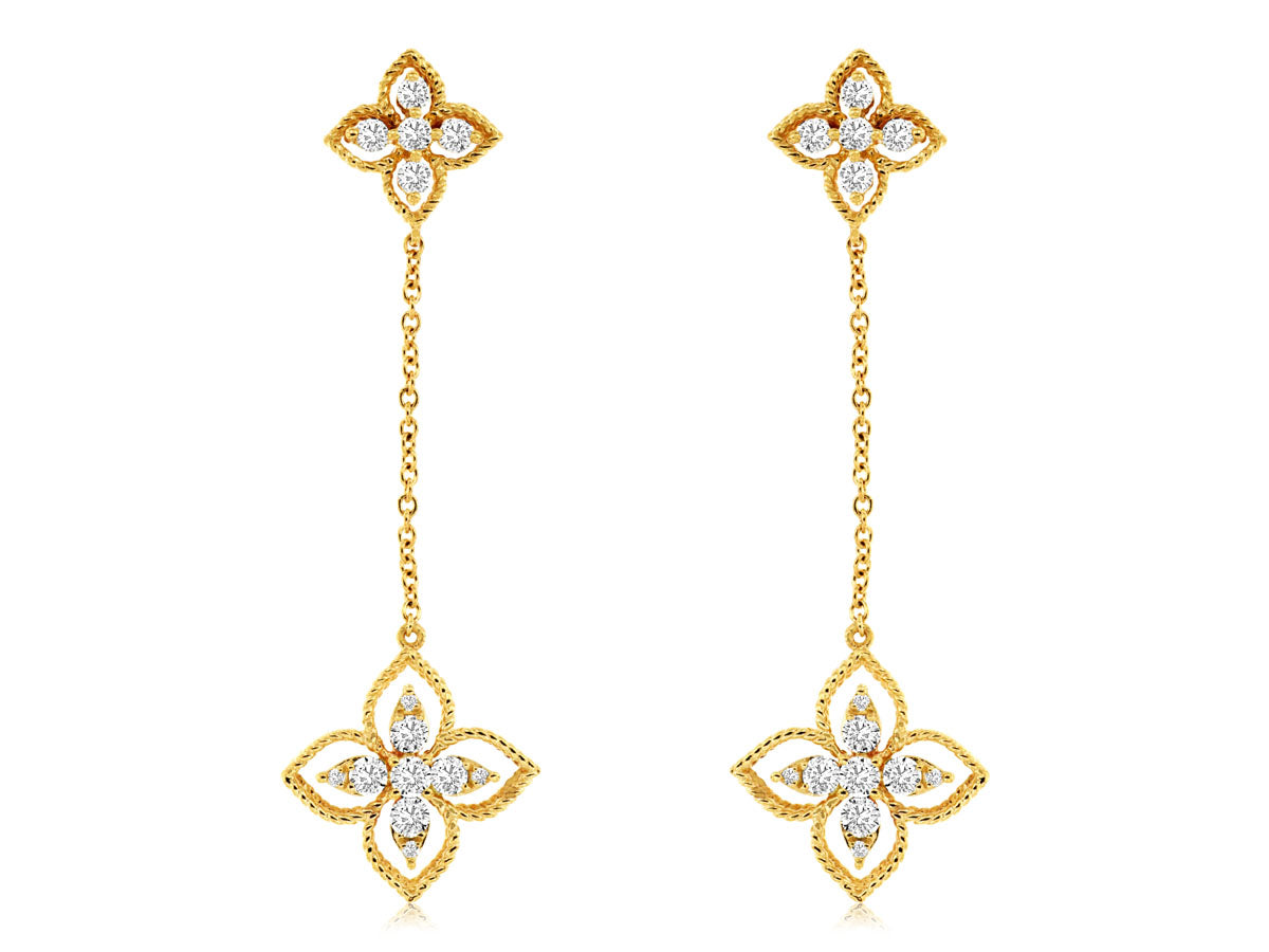Lady's Yellow 14 Karat Drop Earrings With 0.61Tw Round I I1 Diamonds