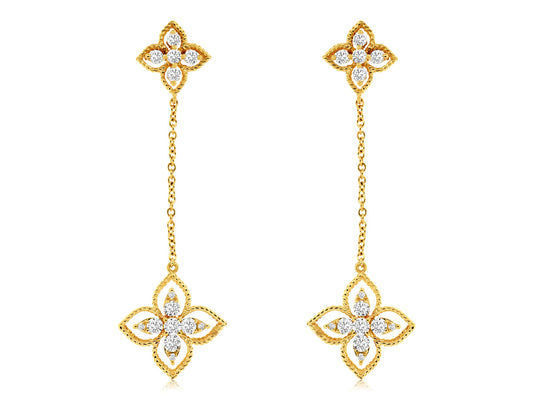 Lady's Yellow 14 Karat Drop Earrings With 0.61Tw Round I I1 Diamonds