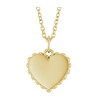 14K Yellow Engravable Heart 16-18" Necklace