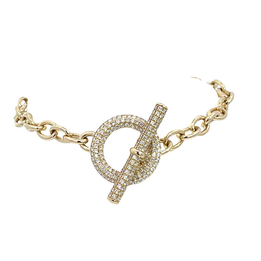Lady's Yellow 14 Karat Tennis Bracelet With = 1.33Twt Round I Si1 Diamonds
